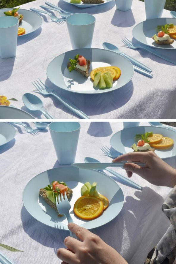 Çantalı Piknik Seti Mavi 30 Parça - 2