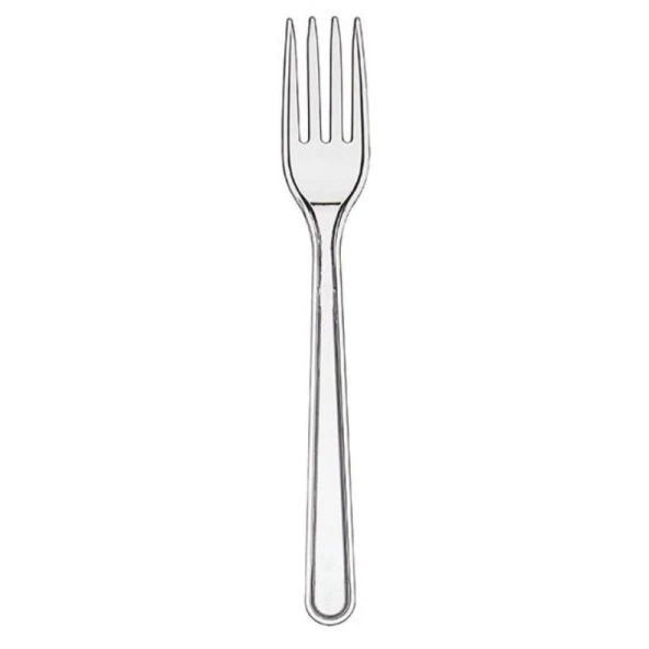 Poppy Plastik Lüks Çatal - 18 Cm. - Şeffaf - 50 Adet - 4