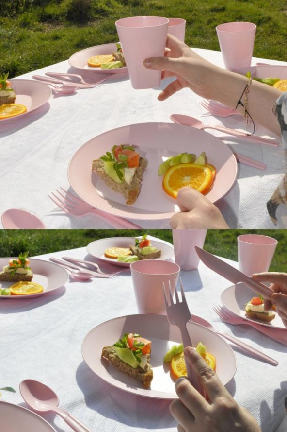 Çantalı Piknik Seti Pembe 30 Parça - 2