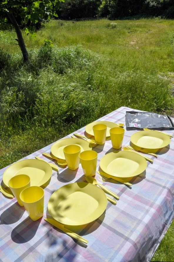 Çantalı Piknik Seti Sarı 30 Parça - 2