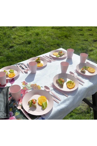 Çantalı Piknik Seti Pembe 30 Parça - Resim 3