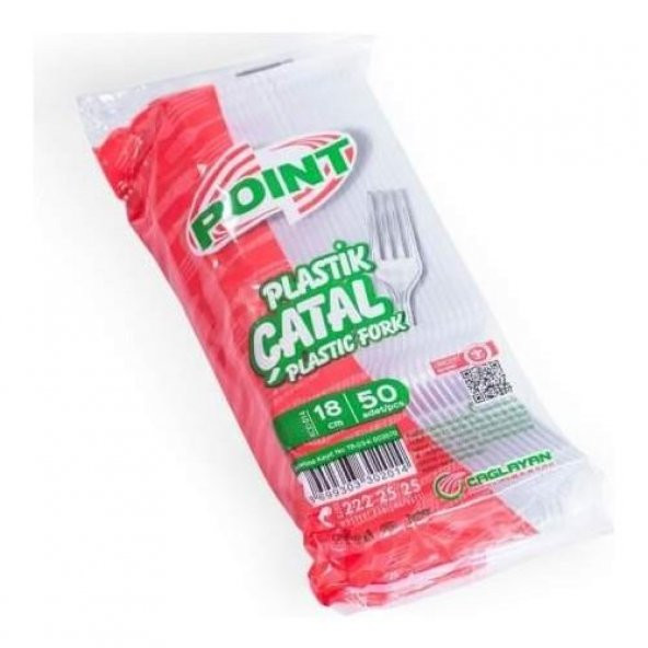 Point Plastik Lüx Şeffaf Çatal - 18 Cm. - 3.2 Gr. - 50 Adet - Paket