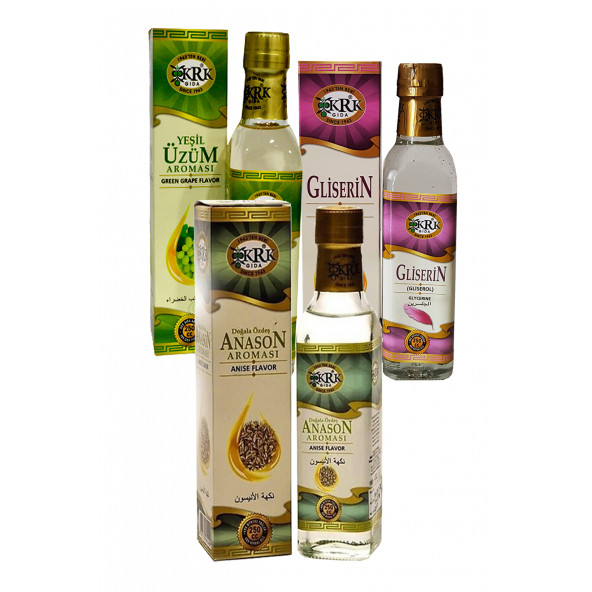 Krk Gıda Anason Aroması 250 ML + Yeşil Üzüm Aroması 250 ML + Gliserin 250 ML ürün görseli 1