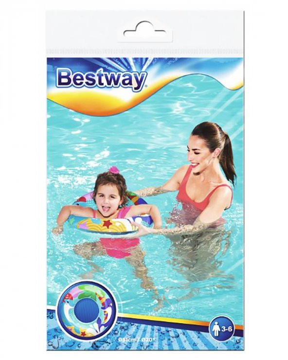 3-6 Yaş Yunus Balığı Desenli Simit 51cm (Bestway)