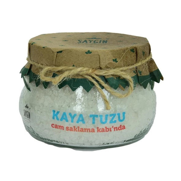 Saygın Yemeklik Granül Çakıl Beyaz Kaya Tuzu Cam Kavanozda 500Gr