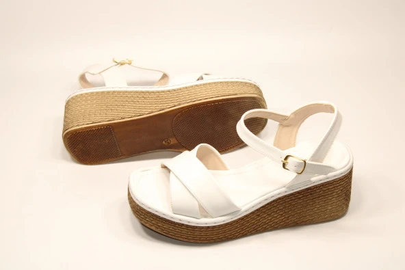 LADYPARK ORTOPEDİK DOLGU TABAN ÖNÜ ARKASI AÇIK ÇAPRAZ BANT RAHAT GÜNLÜK-KLASİK SANDALET - 3