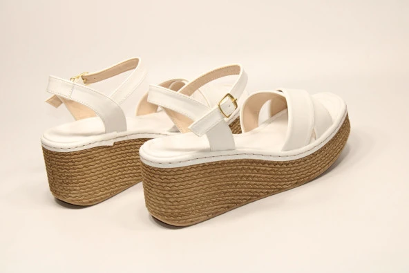 LADYPARK ORTOPEDİK DOLGU TABAN ÖNÜ ARKASI AÇIK ÇAPRAZ BANT RAHAT GÜNLÜK-KLASİK SANDALET - 5