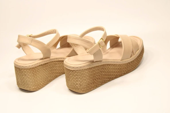 LADYPARK ORTOPEDİK DOLGU TABAN ÖNÜ ARKASI AÇIK ÇAPRAZ BANT RAHAT GÜNLÜK-KLASİK SANDALET - 10