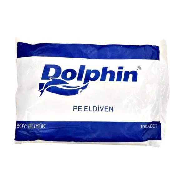 Dolphin PE İş Temizlik Tek Kullanımlık Şeffaf Poşet Market Eldiven / Büyük Boy / 100 Adetlik 1 Paket