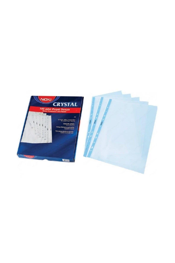 Noki A4 Poşet Dosya Kristal Mavi Kenarlı 100 Lü Paket