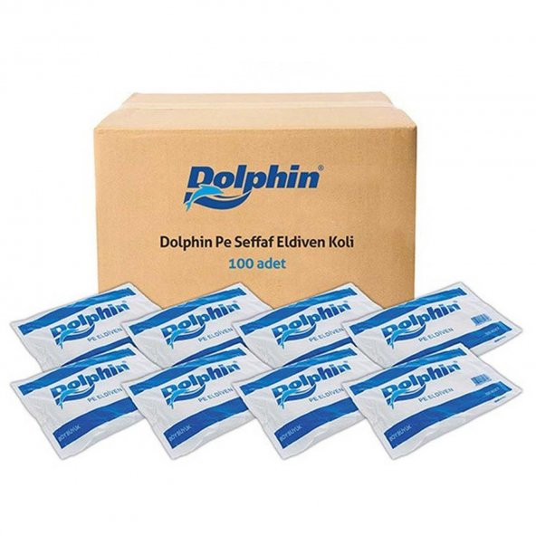 Dolphin PE İş Temizlik Tek Kullanımlık Şeffaf Eldiven / Büyük Boy / 100 Adetlik 100 Paket - Koli