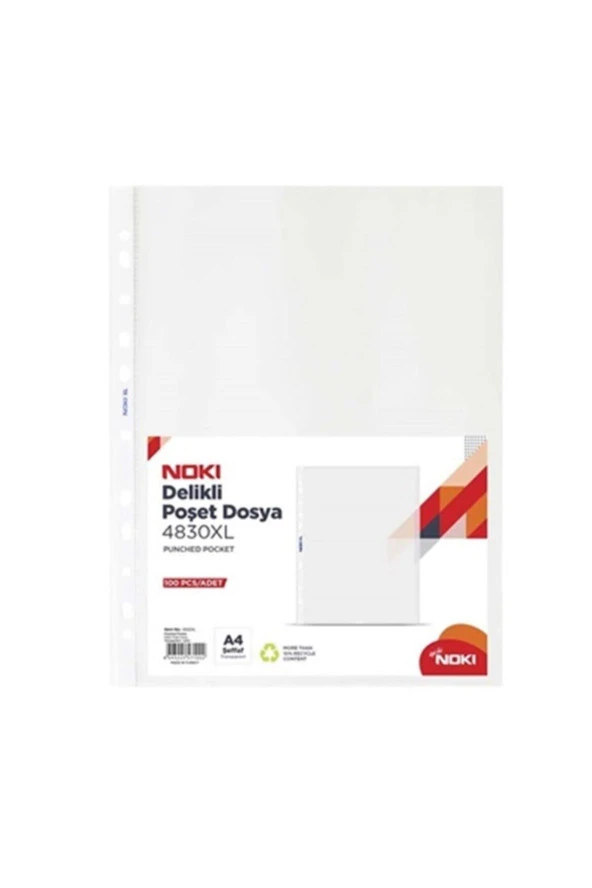 Noki Poşet Dosya XL A4 Şeffaf Dosya 100 Lü Paket 40 Micron