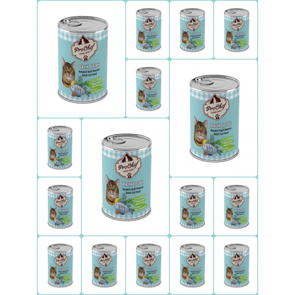 ProChef 16 Adet Yetişkin Balık Etli Kıyılmış Kedi Maması 415 r Pro Chef Konserve Yaş Mama
