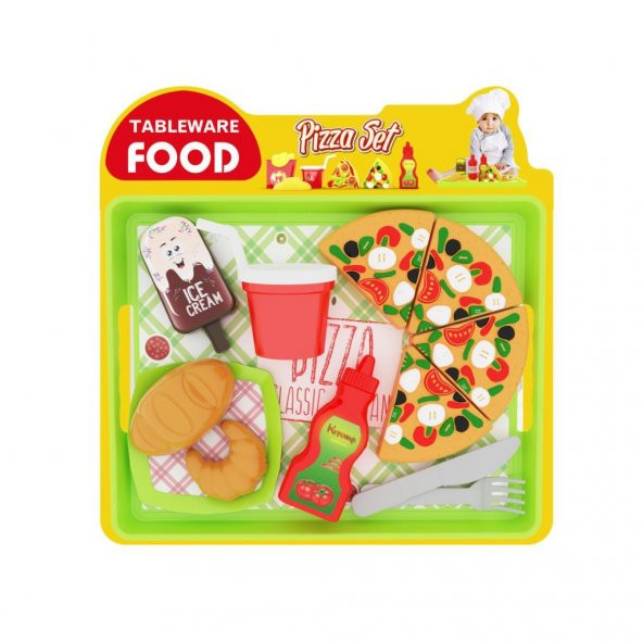 Uçar Oyuncak Tableware Food Tepsili Pizza Set