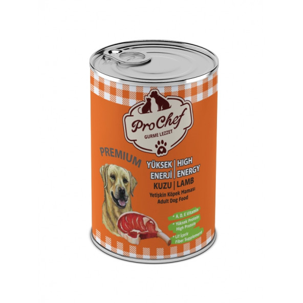 ProChef 12 Adet Kuzu Etli Kıyılmış Premium Yüksek Enerji Köpek Maması 415 Gr 12li Pro Chef Konserve Yaş Mama - 2