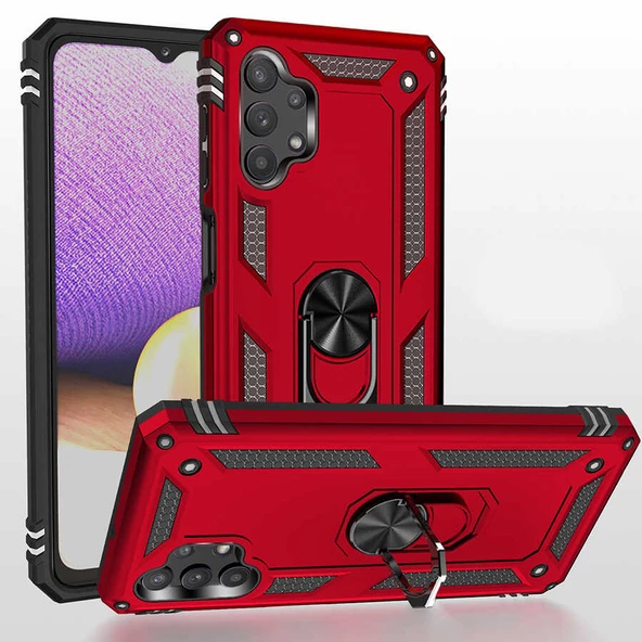 Galaxy A23 Kılıf Zore Vega Yüzüklü Standlı Zırh Kılıf - Resim 9