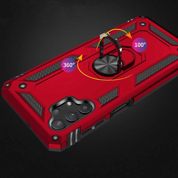 Galaxy A23 Kılıf Zore Vega Yüzüklü Standlı Zırh Kılıf - Resim 12