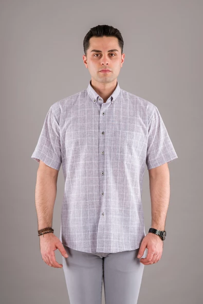 BİCAN KLASİK KESİM CEPLİ EKOSE DESEN PAMUKLU ERKEK GÖMLEK - Resim 4