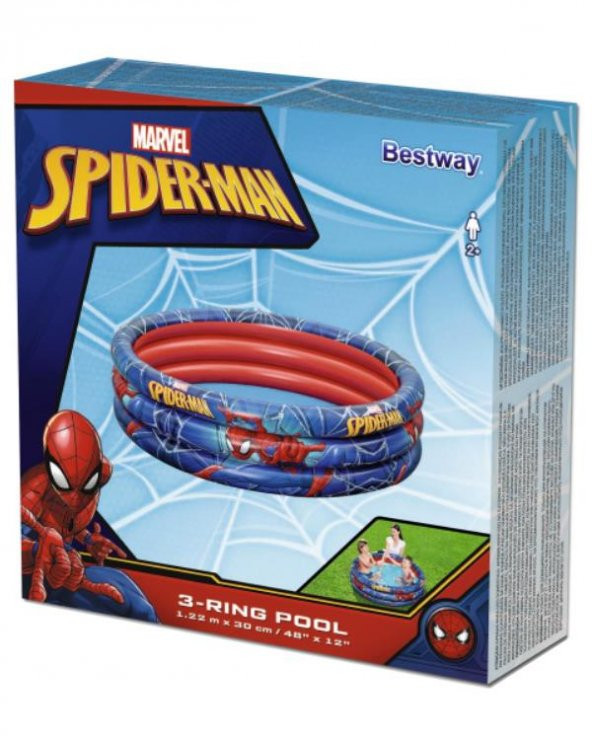 +2 Yaş Üç Bölmeli Çocuk Havuzu Spider-Man Desenli 1. 22 m x 30 cm (Bestway)