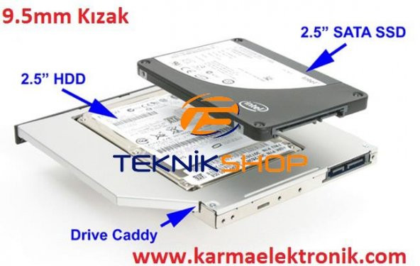 Toshiba uyumlu DVD-SSD Çevirici Adaptör Kızak 9.5mm ince Versiyon - 2