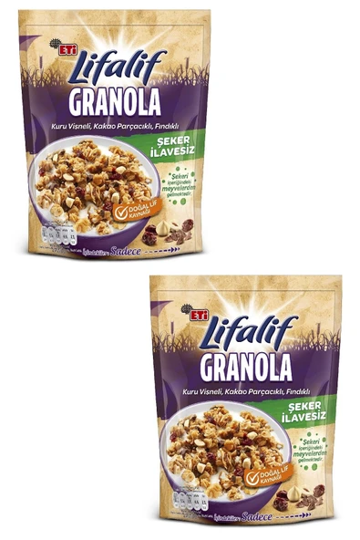 Eti Lifalif Granola Kuru Vişneli, Kakao Parçacıklı, Fındıklı 200 g x 2 Adet - 2