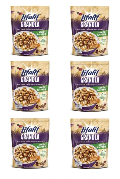 Eti Lifalif Granola Kuru Vişneli, Kakao Parçacıklı, Fındıklı 200 g x 6 Adet - 2