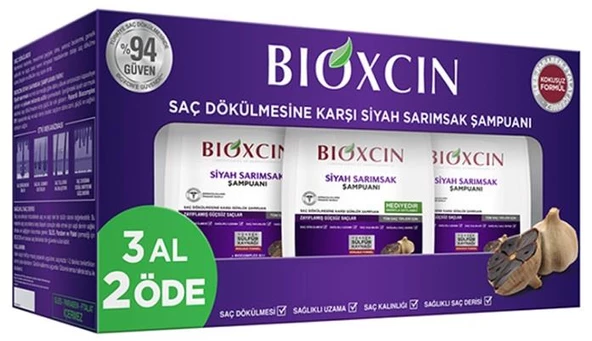 Bioxcin Saç Dökülmesine Karşı Siyah Sarımsak Şampuanı 300 ml - 3 Al 2 Öde