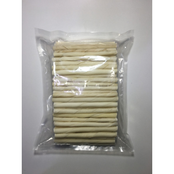 ProChef 50 Adet Beyaz Burgu Çubuk 250 gr Köpek Kemiği & Ödül Maması ( Doğal Sığır Derisi ) - 5