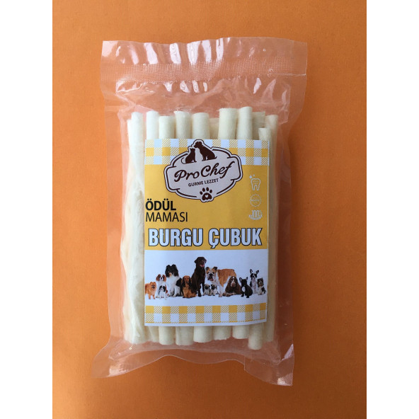 Prochef 25 Adet Beyaz Burgu Çubuk 125 gr Köpek Kemiği & Ödül Maması ( Doğal Sığır Derisi )