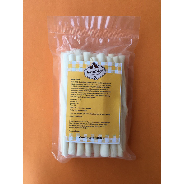 Prochef 25 Adet Beyaz Burgu Çubuk 125 gr Köpek Kemiği & Ödül Maması ( Doğal Sığır Derisi ) - 2