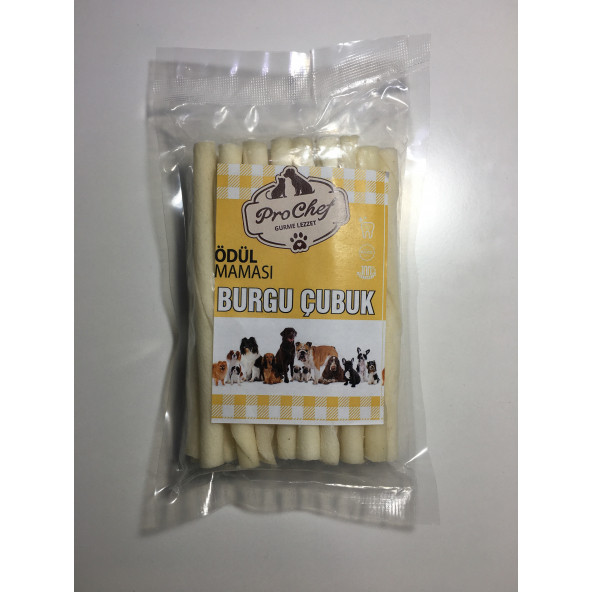 Prochef 25 Adet Beyaz Burgu Çubuk 125 gr Köpek Kemiği & Ödül Maması ( Doğal Sığır Derisi ) - 4