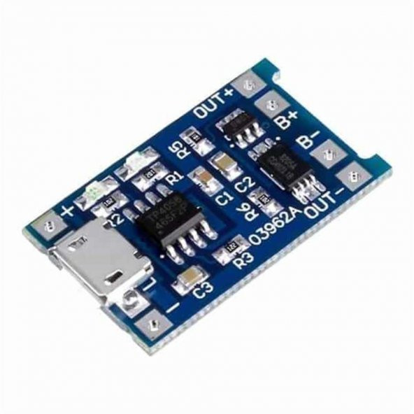 TP4056 Korumalı Lityum Pil Şarj Devresi Micro Usb Batarya