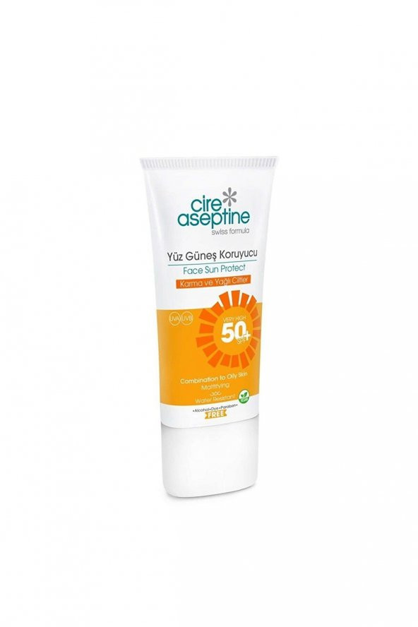 Cire Aseptine Yüz Güneş Koruyucu Spf 50+ Karma Ve Yağlı Cilt 50 Ml