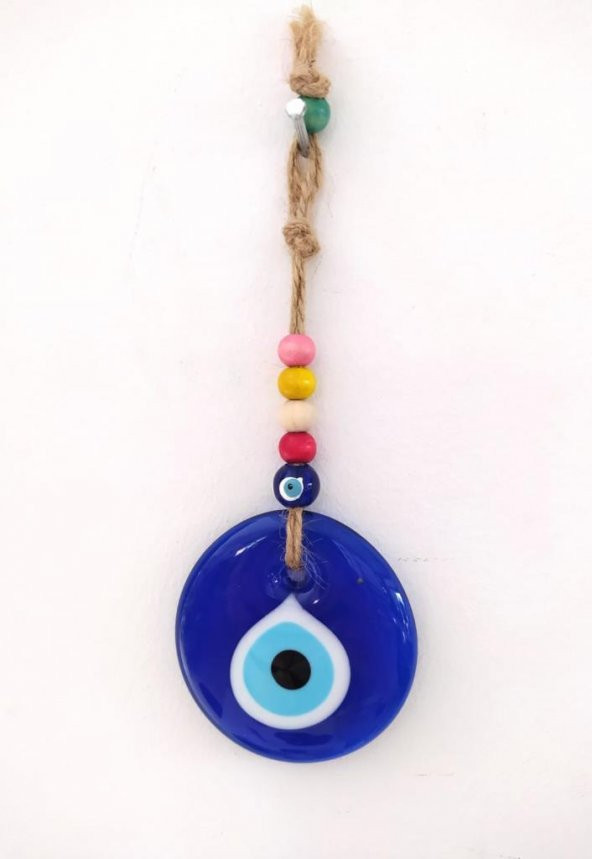 Nazarlık Hasır Renkli Ahşap Boncuklu Nazar Boncuğu Duvar Süsü Hediyelik - 3