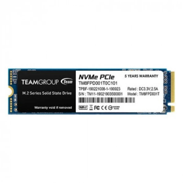 Team MP33 Pro 1TB 3500/3000MB/s NVMe PCIe Gen3x4 M.2 SSD Disk  (TM8FPD001T0C101)