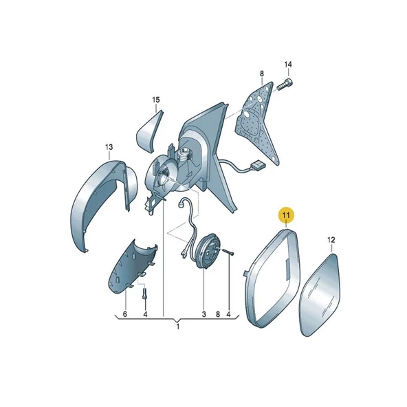 VW Transporter T5 2004-2010 Sol Dikiz Ayna Çerçevesi Plastik 7E1858553 - 2