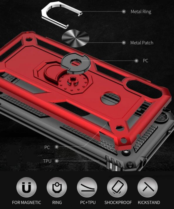 Huawei Y6S 2019 Kılıf Darbe Emici Selfie Yüzüklü Vega Silikon Kapak - 4