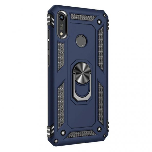 Huawei Y6 2019 Kılıf Darbe Emici Selfie Yüzüklü Vega Silikon Kapak - 10
