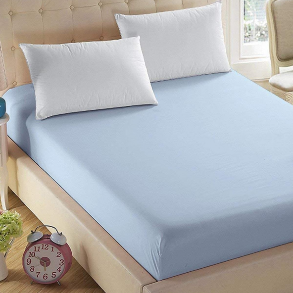BABYLEE LİKRALI ÇİFT KİŞİLİK LASTİKLİ ÇARŞAF BUZ MAVİSİ 180X200