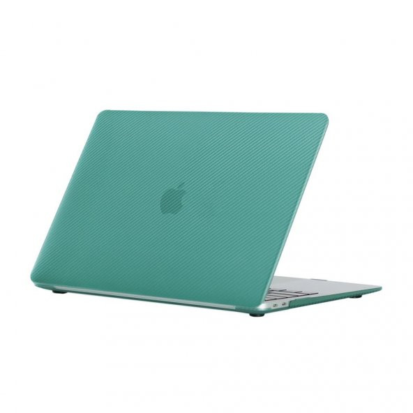 Codegen Apple 13" Macbook Air A1932 A2179 A2337 Su Yeşili Carbon Fiber Dizayn Kılıf Koruyucu Kapak CMATF-133GR