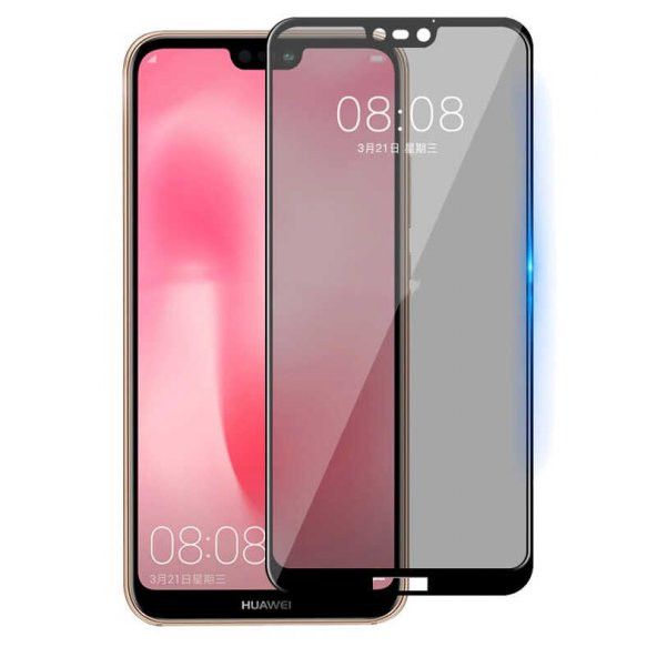 Huawei P20 Lite New 5D Privacy Hayalet Cam Ekran Koruyucu - 8