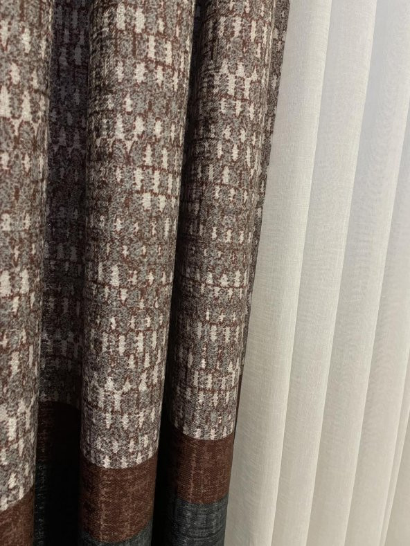 Keten Zemin Batik Desen 1/2,50 Pile Fon Perde   Gri 100 x 270 - 3