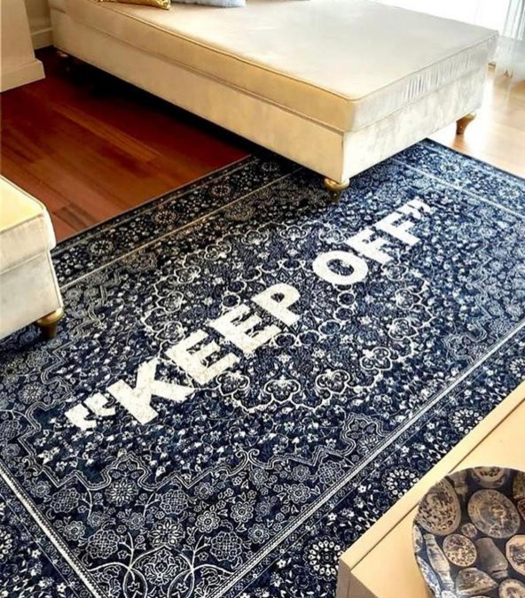 Keep Off SAÇAKSIZ Lateks Deri Taban Su Geçirmez Leke Tutmaz Halı  Lacivert 160 x 230 - 3