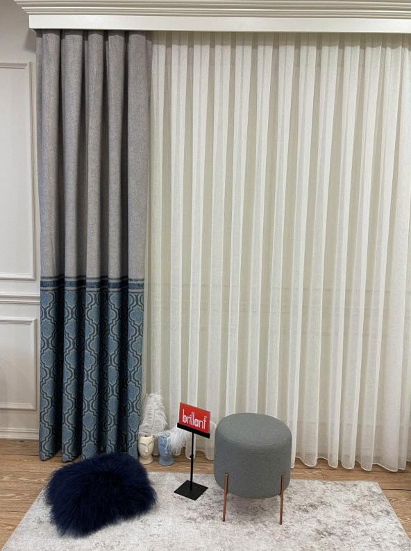 Blackout Karartma Zemin Baskılı Damask Desen 1/2,50 Pile Fon Perde  Turkuaz 80 x 270