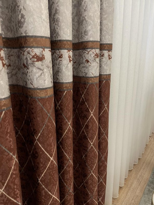 Brillant Liva Alita Model 1/2,50 Pile Fon Perde  Kiremit Rengi 100 x 270 - 3