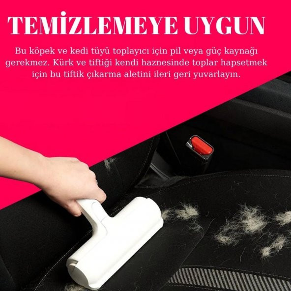 Hazneli Kedi Köpek Tüy Temizleyici Kıl Toz Toplayıcı Kazak Halı Tiftik Temizleyici Gırgır 2 Yönlü - 3