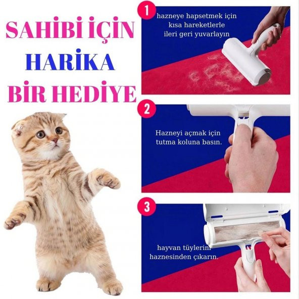 Hazneli Kedi Köpek Tüy Temizleyici Kıl Toz Toplayıcı Kazak Halı Tiftik Temizleyici Gırgır 2 Yönlü - 4