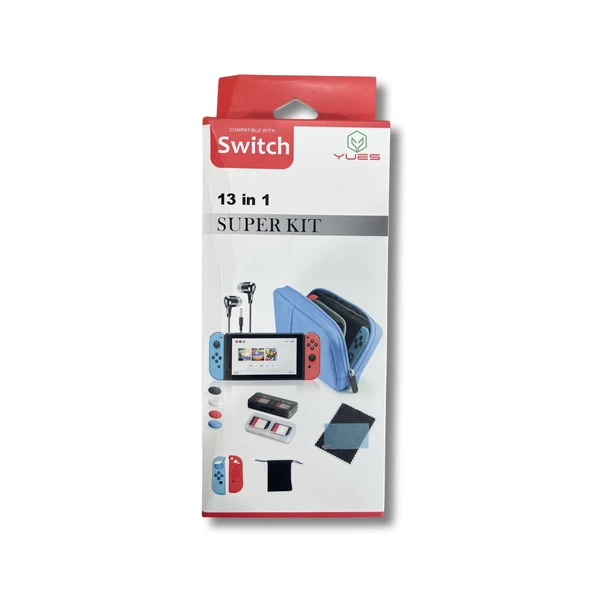 YUES Switch 13 Parça Koruyucu Aksesuar Seti (SİLİKON KILIF / ÇANTA / EKRAN KORUYUCU)