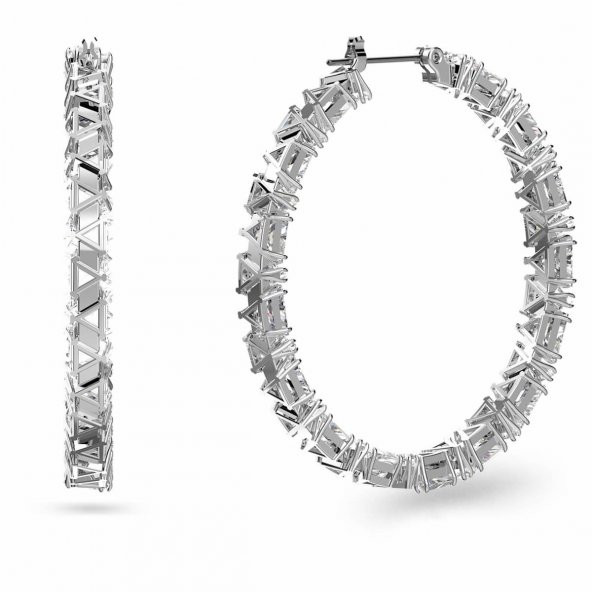 5632466 Swarovski Küpe Millenia:Ortyx Pierced Earrings Hoop triangle Rhodium shiny White