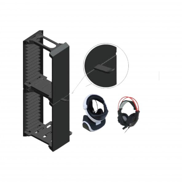 YUES PS4 Multi Fonksiyonel Stand VR Gözlük Kulaklık ve Oyun Standı (PS4 Serisi / Xbox One S Uyumlu) - 3